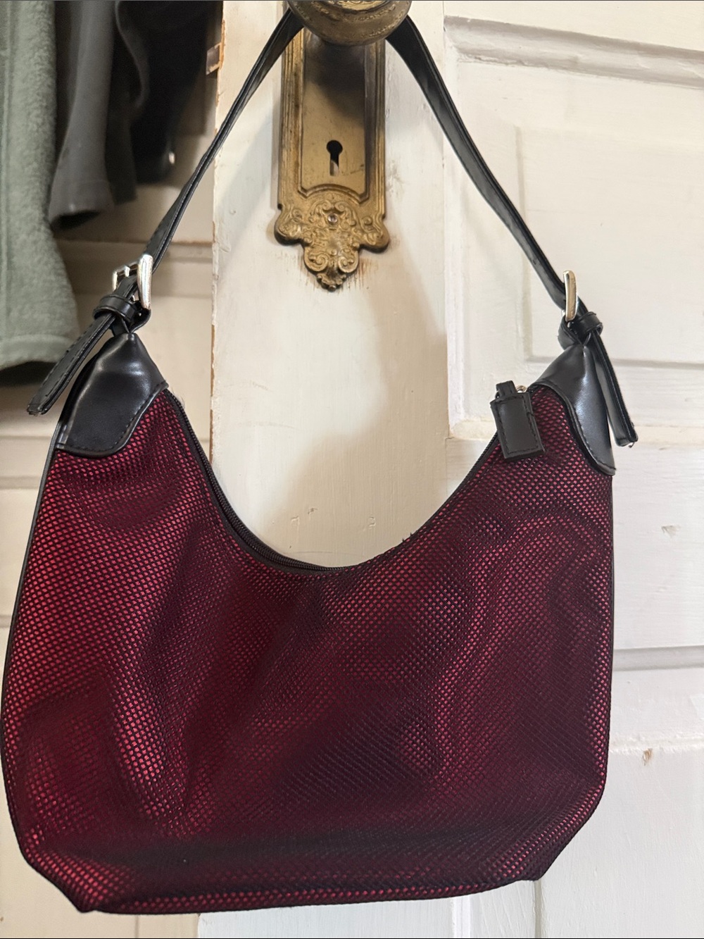 Victoria's Secret Burgundy Shoulder Bag with Black Trim